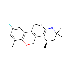 Cc1cc(F)cc2c1OCc1c-2ccc2c1[C@H](C)CC(C)(C)N2 ZINC000013490461