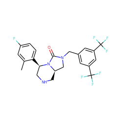 Cc1cc(F)ccc1[C@@H]1CNC[C@@H]2CN(Cc3cc(C(F)(F)F)cc(C(F)(F)F)c3)C(=O)N21 ZINC000045339101