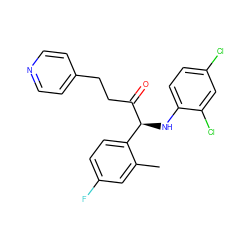 Cc1cc(F)ccc1[C@H](Nc1ccc(Cl)cc1Cl)C(=O)CCc1ccncc1 ZINC000052595151