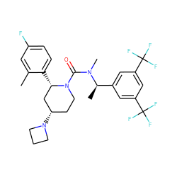 Cc1cc(F)ccc1[C@H]1C[C@@H](N2CCC2)CCN1C(=O)N(C)[C@H](C)c1cc(C(F)(F)F)cc(C(F)(F)F)c1 ZINC000066073961