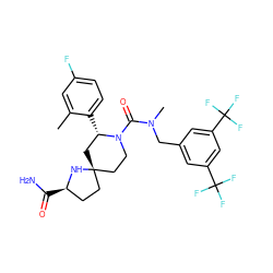 Cc1cc(F)ccc1[C@H]1C[C@]2(CC[C@@H](C(N)=O)N2)CCN1C(=O)N(C)Cc1cc(C(F)(F)F)cc(C(F)(F)F)c1 ZINC000168823865