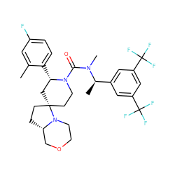 Cc1cc(F)ccc1[C@H]1C[C@]2(CC[C@H]3COCCN32)CCN1C(=O)N(C)[C@H](C)c1cc(C(F)(F)F)cc(C(F)(F)F)c1 ZINC000169168717