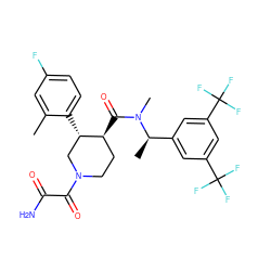 Cc1cc(F)ccc1[C@H]1CN(C(=O)C(N)=O)CC[C@@H]1C(=O)N(C)[C@H](C)c1cc(C(F)(F)F)cc(C(F)(F)F)c1 ZINC000073273351