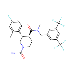 Cc1cc(F)ccc1[C@H]1CN(C(N)=O)CC[C@@H]1C(=O)N(C)Cc1cc(C(F)(F)F)cc(C(F)(F)F)c1 ZINC000073276922