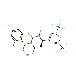 Cc1cc(F)ccc1[C@H]1CNCCN1C(=O)N(C)[C@H](C)c1cc(C(F)(F)F)cc(C(F)(F)F)c1 ZINC000003936035