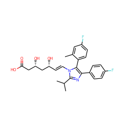 Cc1cc(F)ccc1-c1c(-c2ccc(F)cc2)nc(C(C)C)n1/C=C/[C@@H](O)C[C@@H](O)CC(=O)O ZINC000013833961