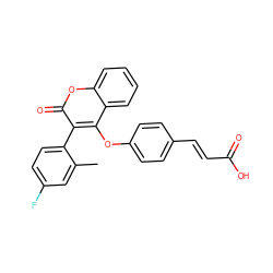 Cc1cc(F)ccc1-c1c(Oc2ccc(/C=C/C(=O)O)cc2)c2ccccc2oc1=O ZINC000299851571