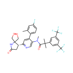 Cc1cc(F)ccc1-c1cc([C@@H]2CC(=O)NC2(CO)CO)ncc1N(C)C(=O)C(C)(C)c1cc(C(F)(F)F)cc(C(F)(F)F)c1 ZINC000082138033