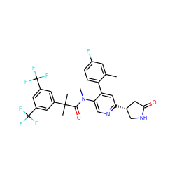 Cc1cc(F)ccc1-c1cc([C@H]2CNC(=O)C2)ncc1N(C)C(=O)C(C)(C)c1cc(C(F)(F)F)cc(C(F)(F)F)c1 ZINC000073141166