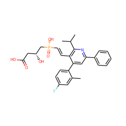 Cc1cc(F)ccc1-c1cc(-c2ccccc2)nc(C(C)C)c1/C=C/[P@](=O)(O)C[C@H](O)CC(=O)O ZINC000026675298