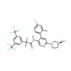 Cc1cc(F)ccc1-c1cc(N2CC[C@H](O)C2)ncc1N(C)C(=O)C(C)(C)c1cc(C(F)(F)F)cc(C(F)(F)F)c1 ZINC000095560927