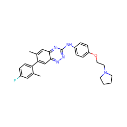 Cc1cc(F)ccc1-c1cc2nnc(Nc3ccc(OCCN4CCCC4)cc3)nc2cc1C ZINC000096167785