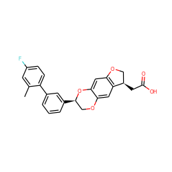 Cc1cc(F)ccc1-c1cccc([C@@H]2COc3cc4c(cc3O2)OC[C@H]4CC(=O)O)c1 ZINC000096269866