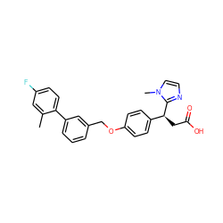 Cc1cc(F)ccc1-c1cccc(COc2ccc([C@H](CC(=O)O)c3nccn3C)cc2)c1 ZINC000653779497