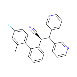 Cc1cc(F)ccc1-c1ccccc1[C@@H](C#N)C(c1cccnc1)c1cccnc1 ZINC001772604382