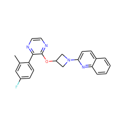 Cc1cc(F)ccc1-c1nccnc1OC1CN(c2ccc3ccccc3n2)C1 ZINC000096168802