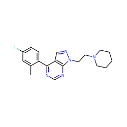 Cc1cc(F)ccc1-c1ncnc2c1cnn2CCN1CCCCC1 ZINC000207181325