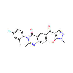 Cc1cc(F)ccc1-n1c(C)nc2ccc(C(=O)c3cnn(C)c3O)cc2c1=O ZINC000299833713