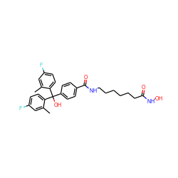 Cc1cc(F)ccc1C(O)(c1ccc(C(=O)NCCCCCCC(=O)NO)cc1)c1ccc(F)cc1C ZINC000118357280