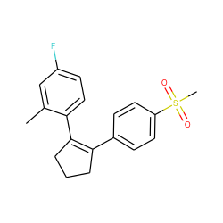 Cc1cc(F)ccc1C1=C(c2ccc(S(C)(=O)=O)cc2)CCC1 ZINC000003814642