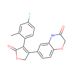 Cc1cc(F)ccc1C1=C(c2ccc3c(c2)NC(=O)CO3)COC1=O ZINC000096283379