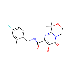 Cc1cc(F)ccc1CNC(=O)c1nc2n(c(=O)c1O)CCOC2(C)C ZINC000035012450