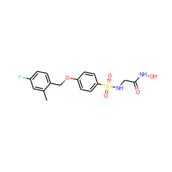 Cc1cc(F)ccc1COc1ccc(S(=O)(=O)NCC(=O)NO)cc1 ZINC000028529032