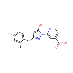 Cc1cc(F)ccc1Cc1cc(O)n(-c2cc(C(=O)O)ccn2)n1 ZINC000146708079