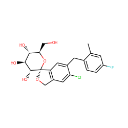 Cc1cc(F)ccc1Cc1cc2c(cc1Cl)CO[C@]21O[C@H](CO)[C@@H](O)[C@H](O)[C@H]1O ZINC000045245172