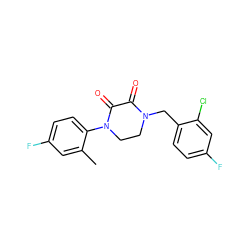 Cc1cc(F)ccc1N1CCN(Cc2ccc(F)cc2Cl)C(=O)C1=O ZINC000095565229