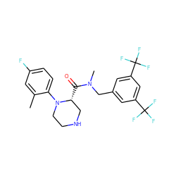 Cc1cc(F)ccc1N1CCNC[C@H]1C(=O)N(C)Cc1cc(C(F)(F)F)cc(C(F)(F)F)c1 ZINC000001554370