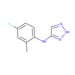 Cc1cc(F)ccc1Nc1cn[nH]n1 ZINC000213607092