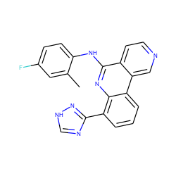 Cc1cc(F)ccc1Nc1nc2c(-c3nc[nH]n3)cccc2c2cnccc12 ZINC000073159078