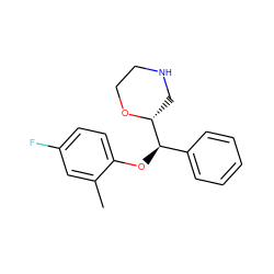 Cc1cc(F)ccc1O[C@H](c1ccccc1)[C@H]1CNCCO1 ZINC000029050450