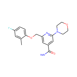 Cc1cc(F)ccc1OCc1cc(C(N)=O)cc(N2CCOCC2)n1 ZINC000040896894