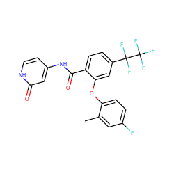 Cc1cc(F)ccc1Oc1cc(C(F)(F)C(F)(F)F)ccc1C(=O)Nc1cc[nH]c(=O)c1 ZINC000143176248