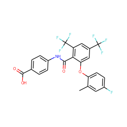 Cc1cc(F)ccc1Oc1cc(C(F)(F)F)cc(C(F)(F)F)c1C(=O)Nc1ccc(C(=O)O)cc1 ZINC000143156013