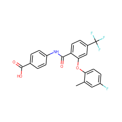 Cc1cc(F)ccc1Oc1cc(C(F)(F)F)ccc1C(=O)Nc1ccc(C(=O)O)cc1 ZINC000143168661