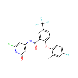 Cc1cc(F)ccc1Oc1ccc(C(F)(F)F)cc1C(=O)Nc1cc(Cl)[nH]c(=O)c1 ZINC000143214341