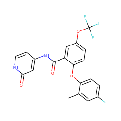 Cc1cc(F)ccc1Oc1ccc(OC(F)(F)F)cc1C(=O)Nc1cc[nH]c(=O)c1 ZINC000143157573