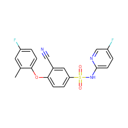 Cc1cc(F)ccc1Oc1ccc(S(=O)(=O)Nc2ccc(F)cn2)cc1C#N ZINC000473201195