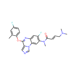 Cc1cc(F)ccc1Oc1nc2cc(F)c(N(C)C(=O)/C=C/CN(C)C)cc2n2cncc12 ZINC000073142035