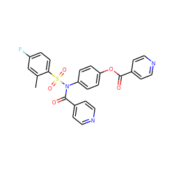 Cc1cc(F)ccc1S(=O)(=O)N(C(=O)c1ccncc1)c1ccc(OC(=O)c2ccncc2)cc1 ZINC000002853415