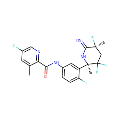 Cc1cc(F)cnc1C(=O)Nc1ccc(F)c([C@@]2(C)NC(=N)[C@@](C)(F)CC2(F)F)c1 ZINC001772576106