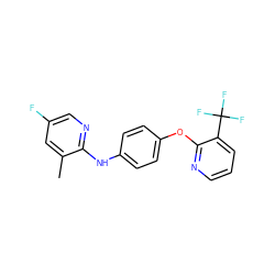 Cc1cc(F)cnc1Nc1ccc(Oc2ncccc2C(F)(F)F)cc1 ZINC000139277642