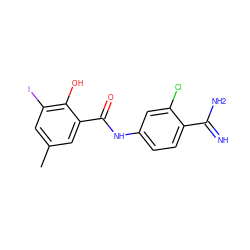 Cc1cc(I)c(O)c(C(=O)Nc2ccc(C(=N)N)c(Cl)c2)c1 ZINC000003591047