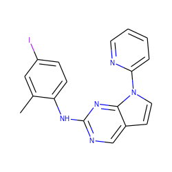 Cc1cc(I)ccc1Nc1ncc2ccn(-c3ccccn3)c2n1 ZINC000028572763