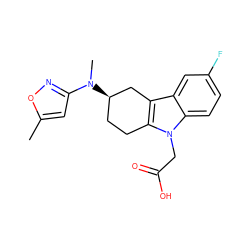 Cc1cc(N(C)[C@@H]2CCc3c(c4cc(F)ccc4n3CC(=O)O)C2)no1 ZINC000118880228