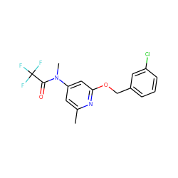 Cc1cc(N(C)C(=O)C(F)(F)F)cc(OCc2cccc(Cl)c2)n1 ZINC000028572282