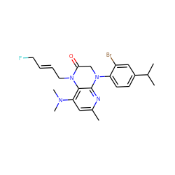 Cc1cc(N(C)C)c2c(n1)N(c1ccc(C(C)C)cc1Br)CC(=O)N2C/C=C/CF ZINC000473152868